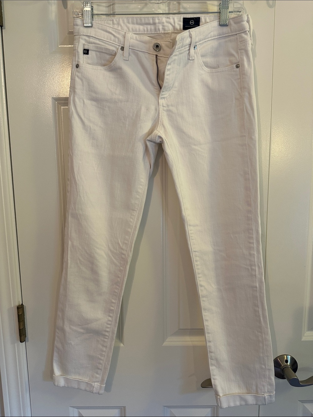 AG Adriano Goldschmied White Cropped Slim Jeans